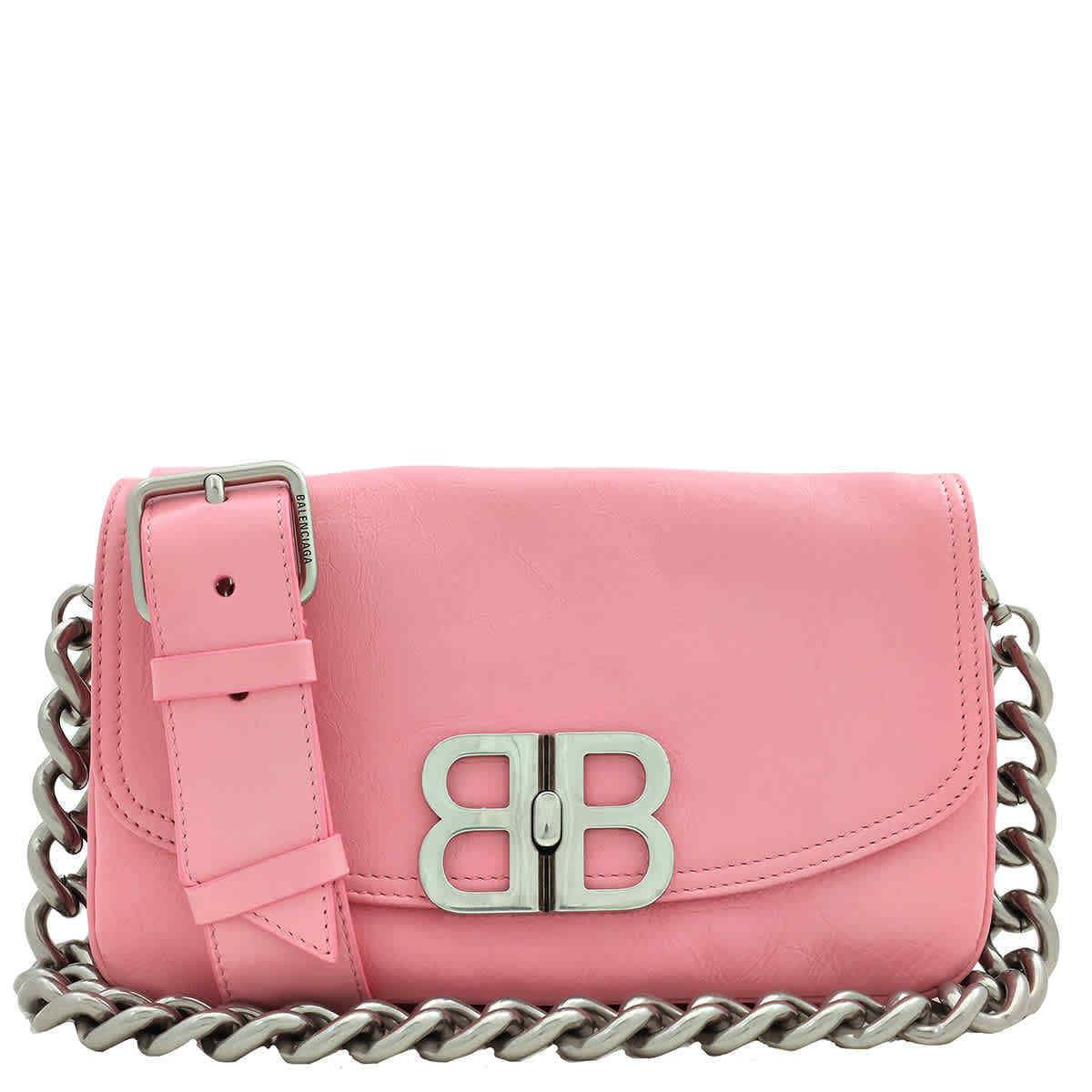 Balenciaga Sweet Pink Calfskin Small BB Soft Flap Shoulder Bag 748598 2AAIY 5812