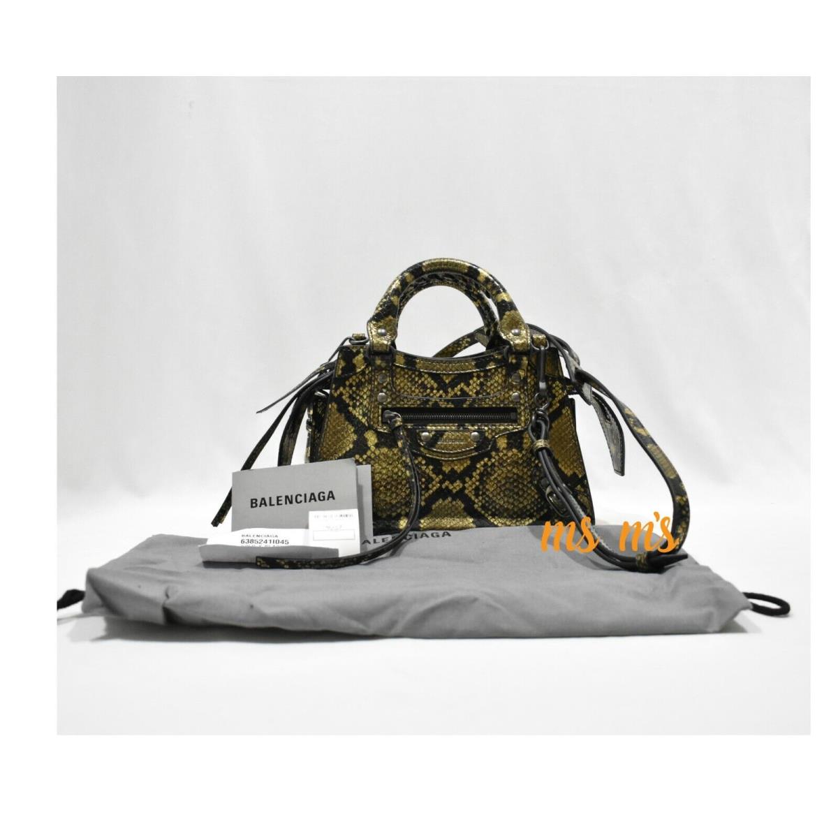 Balenciaga Neo Gold Classic City Mini Metallic Python-print Satchel Bag