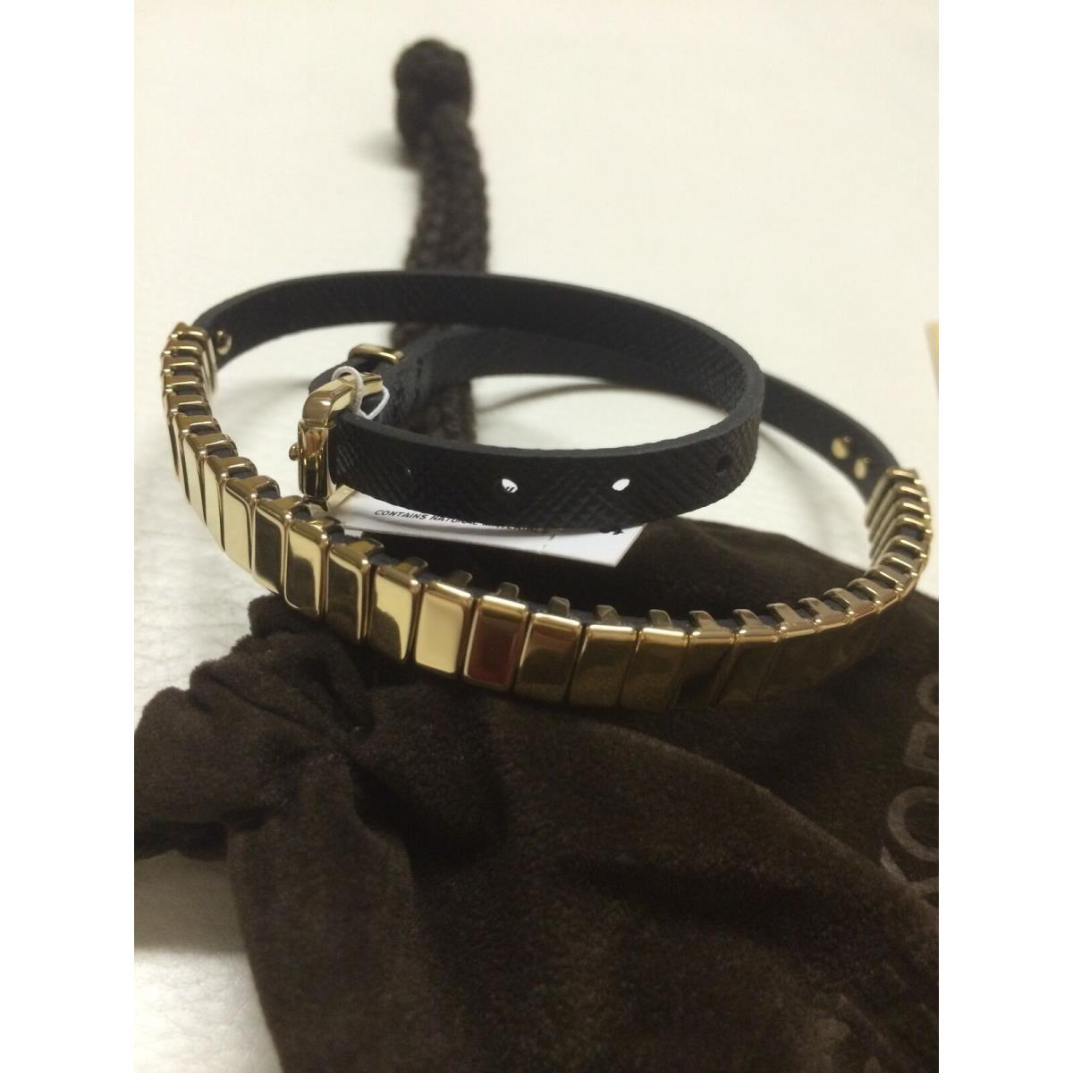 Michael Kors Black Gold Double Wrap Leather Bracelet MKJ2634710