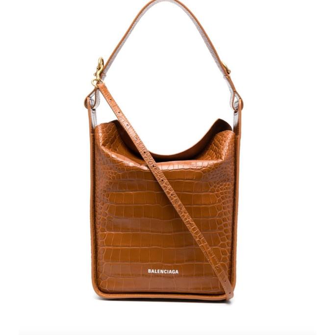 Balenciaga Tool 2.0 Small Croc-embossed North-south Tote Bag In Camel