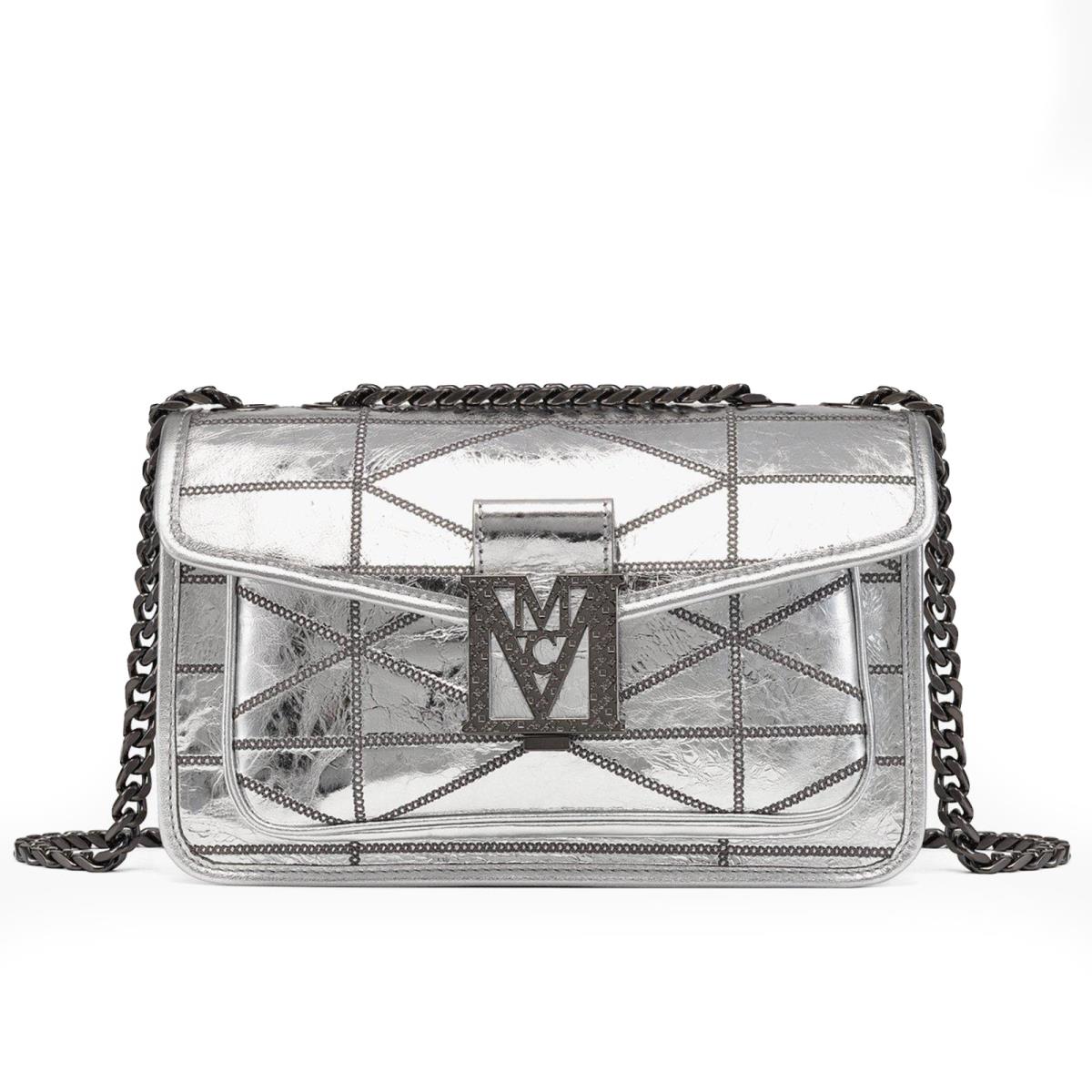 Mcm Travia Quilted Shoulder Bag in Silver Crash Calf Leather 0207