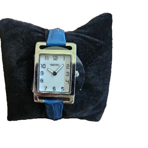 Classy  Marisol Swiss Mop Leather-band Ladies Watch - Blue by Bertha