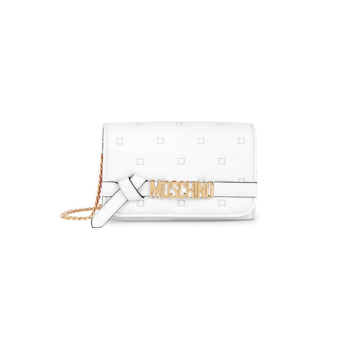 Moschino Coutoure Wallet Purse White Leather Removeable Chain Bag Retail