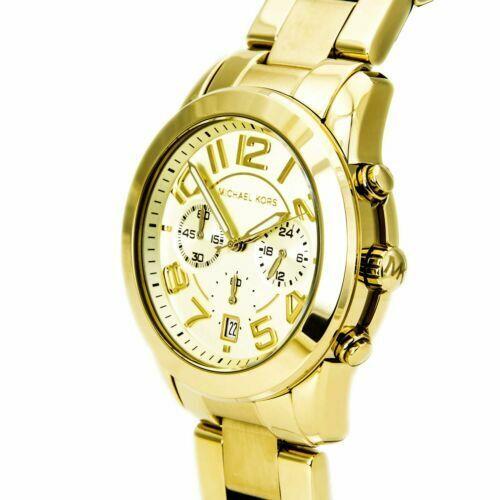 Michael Kors MK5726 Women`s Mercer Chrono Gold Tone Steel Watch - Yellow, Face: Yellow, Dial: White