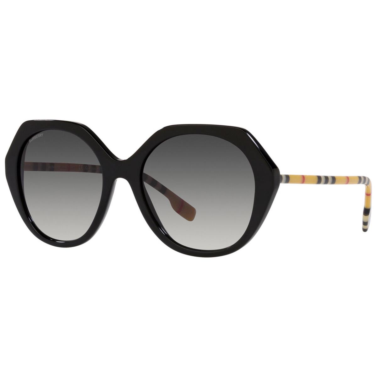 Burberry Vanessa Women`s Geometric Sunglasses w Slim Tartan Temples BE4375 Italy Black/Grey Gradient (38538G-55)