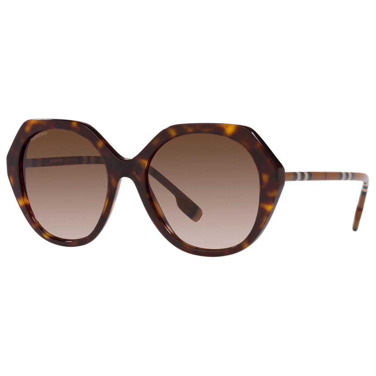 Burberry Vanessa Women`s Geometric Sunglasses w Slim Tartan Temples BE4375 Italy Dark Havana/Brown Gradient (401713-55)