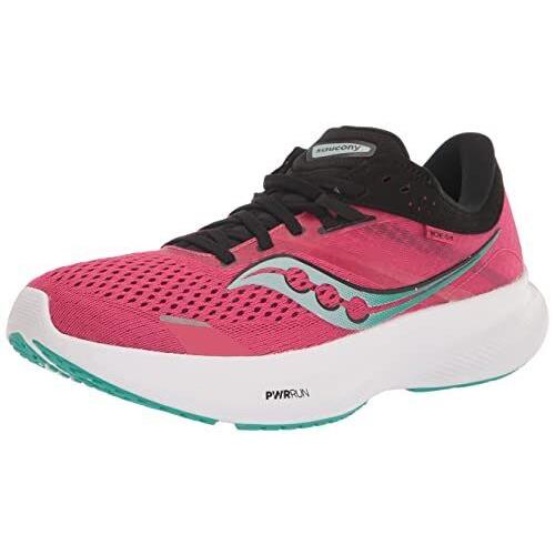 Saucony Women`s Ride 16 Sneaker Rose/black 5 - Rose/Black