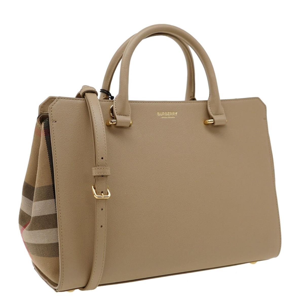 Burberry Model Banwell Tote Beige Leather Shoulder Bag