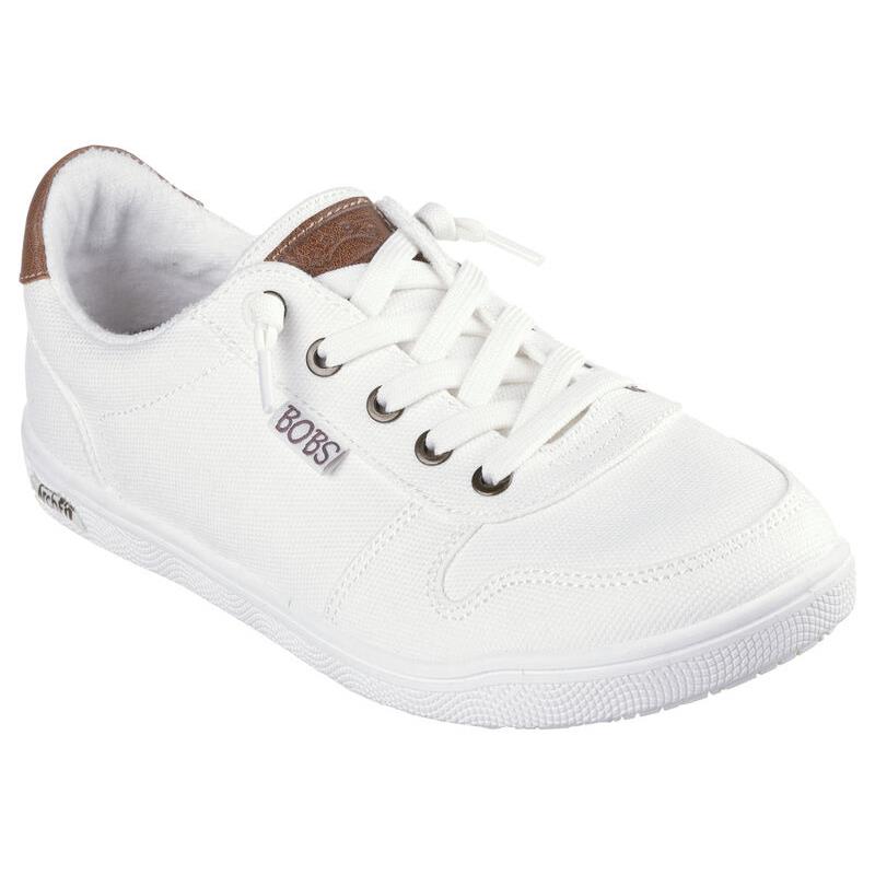 Womens Skechers Bobs Arch Fit B Cute - Epic Flair Off White Canvas Shoes