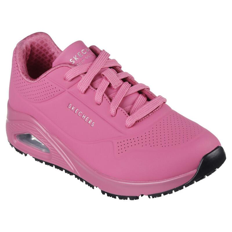 Womens Skechers Work Relaxed Fit: Uno SR Pink Durabuck Shoes - Pink