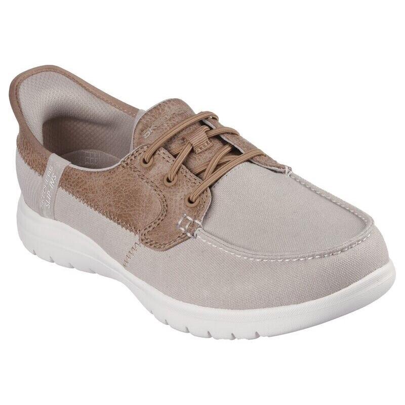 Womens Skechers Slip-ins: On-the-go Flex - Palmilla Taupe Canvas Shoes