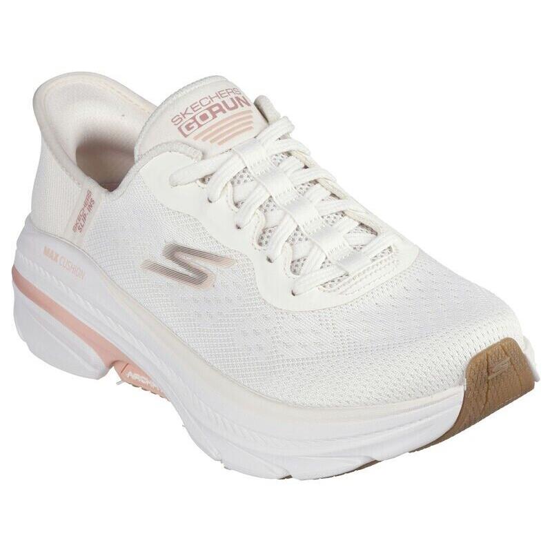 Womens Skechers Slip-ins: Max Cushioning Arch Fit Natural Pink Mesh Shoes