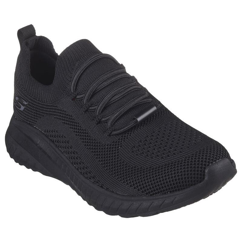 Womens Skechers Work Relaxed Fit: Bobs Sport Squad Chaos SR Black Mesh Shoes - Black