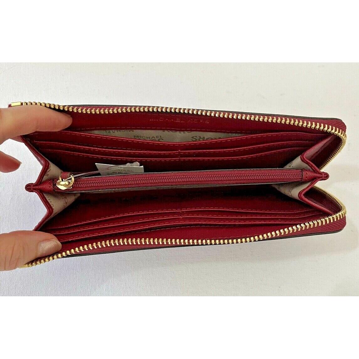 Michael Kors Jet Set Item Large Three-quarte Zip Wallet Leather Cherry - Michael  Kors wallet - 191262306044 | Fash Brands