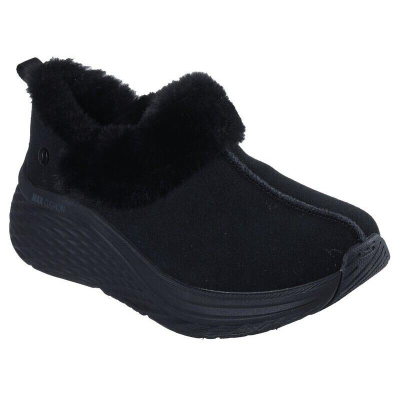 Womens Skechers Max Cushioning Elite 2.0 - Snowy Summit Black Suede Shoes - Black