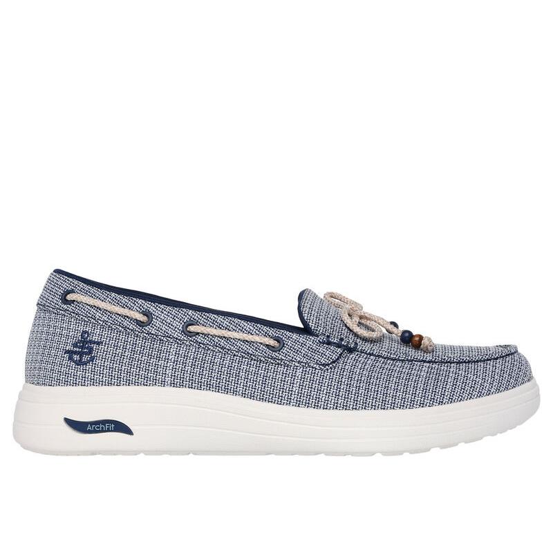 Womens Skechers Arch Fit Inspire - Pine Island Navy Natural Canvas Shoes