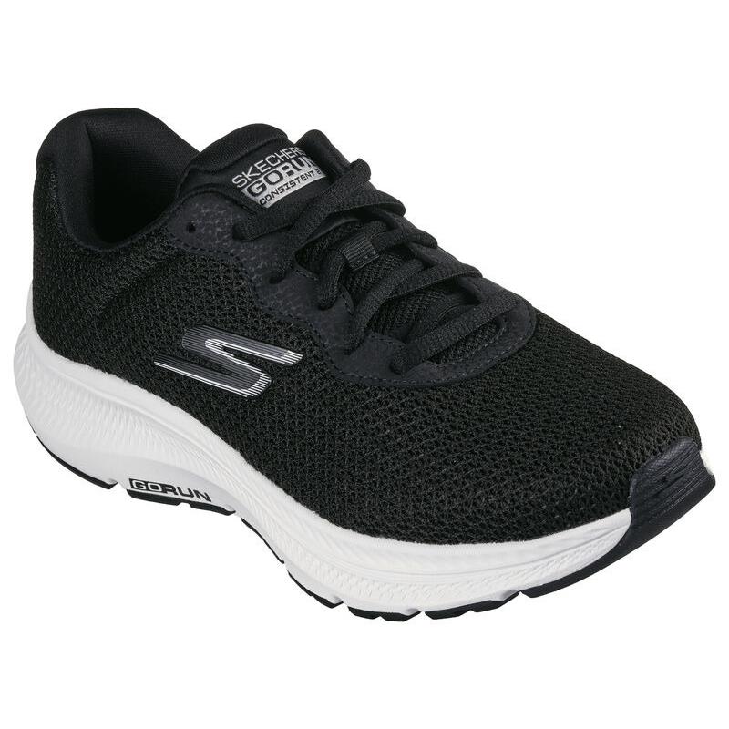 Womens Skechers GO Run Consistent 2.0 - Engaged Black White Mesh Shoes