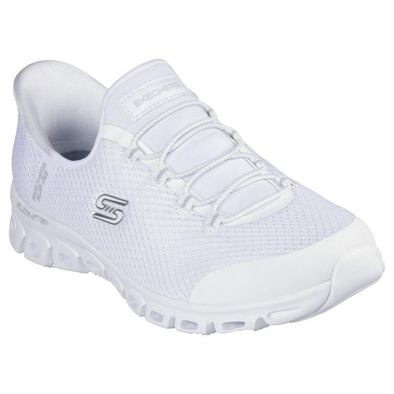 Womens Skechers Slip-ins: Glide-step - Pursuit White Silver Mesh Shoes