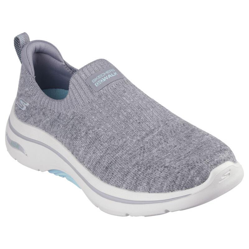 Womens Skechers GO Walk Arch Fit 2.0 - Eliza Gray Turquoise Knit Shoes