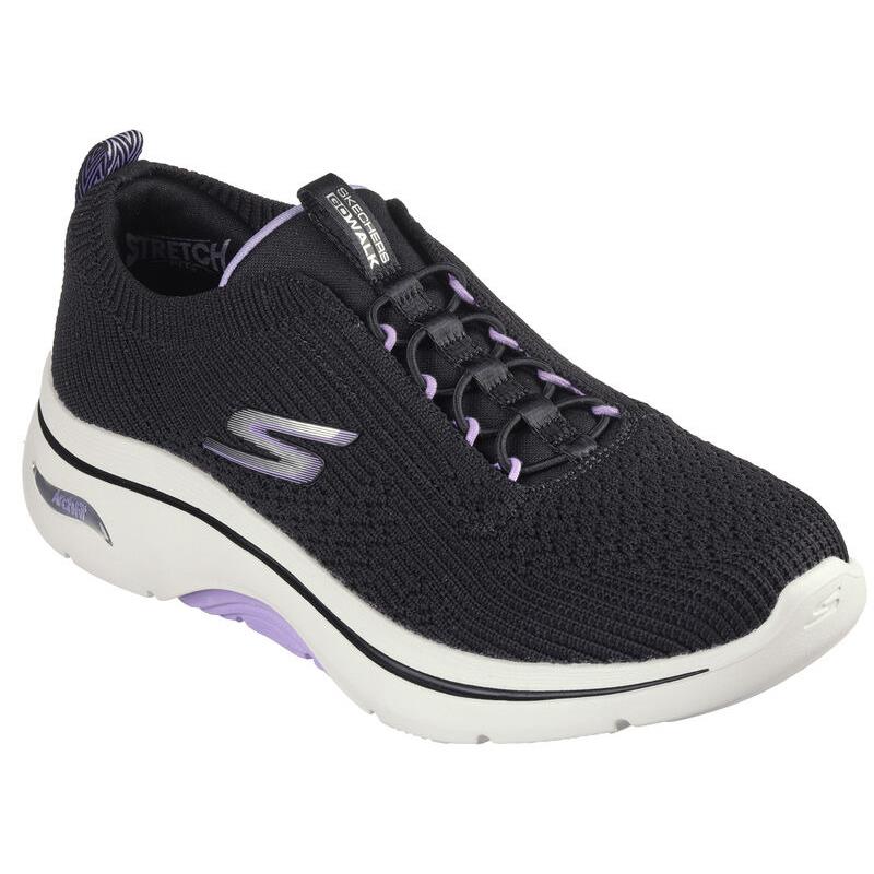 Womens Skechers GO Walk Arch Fit 2.0 - Sofia Black Lavender Knit Shoes