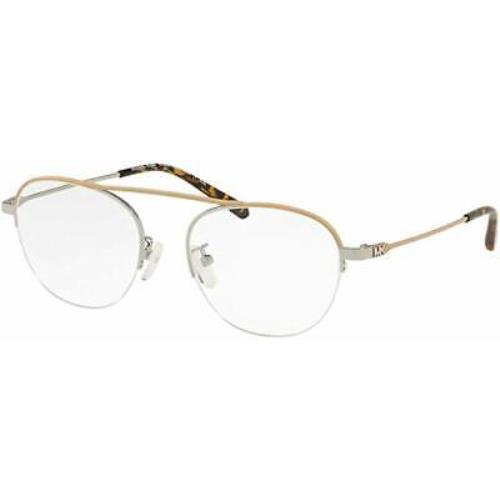 Michael Kors MK3028 Casablanca 1153 Aviator Semi Rim Eyeglasses Frame 51-18-140 - silver beige, Frame: Silver, Lens: