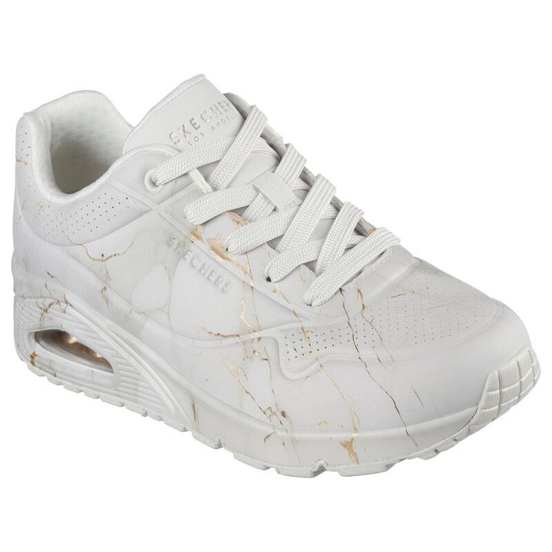 Womens Skechers Uno - Marble Marvel Off White Duraleather Shoes