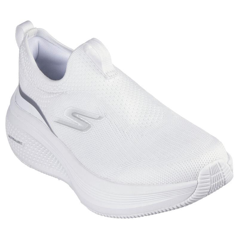 Womens Skechers GO Run Elevate - Cadena White Silver Knit Shoes - White