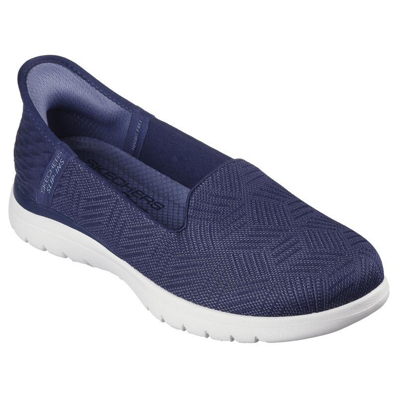 Womens Skechers Slip-ins: On-the-go Flex - Clover Navy White Mesh Shoes