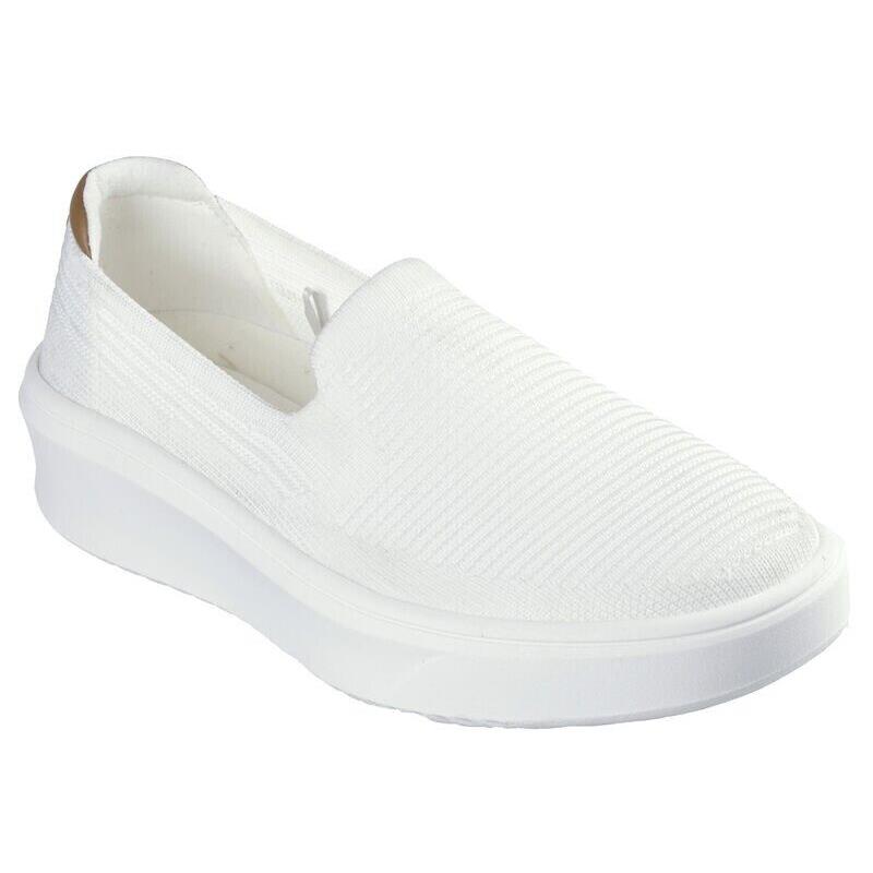 Womens Skechers Court Break - A - Okay White Knit Shoes