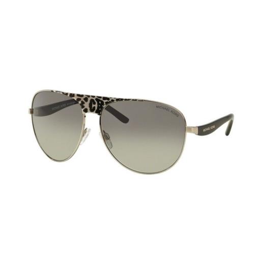 Michael Kors Sunglasses MK 1006 105911 Black Silver Leopard / Gray 62 MM