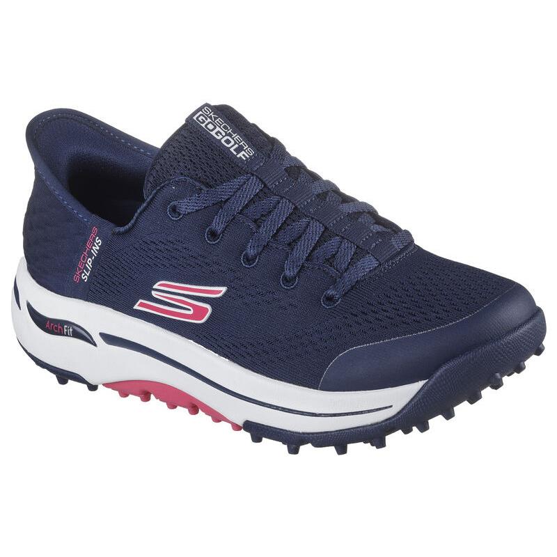 Womens Skechers Slip-ins: GO Arch Fit - Line UP Navy Pink Mesh Golf Shoes