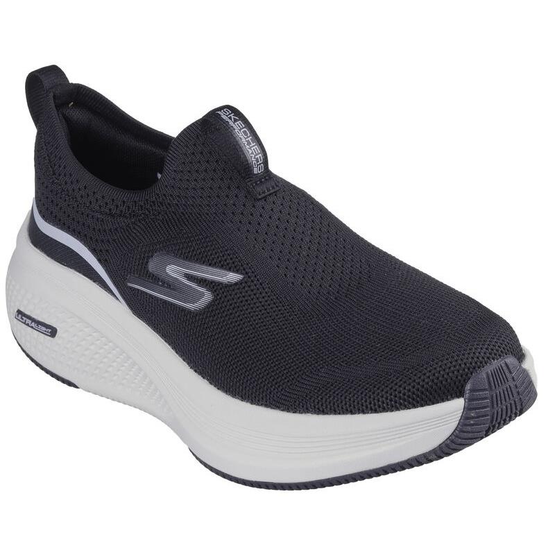 Womens Skechers GO Run Elevate - Cadena Black Gray Knit Shoes