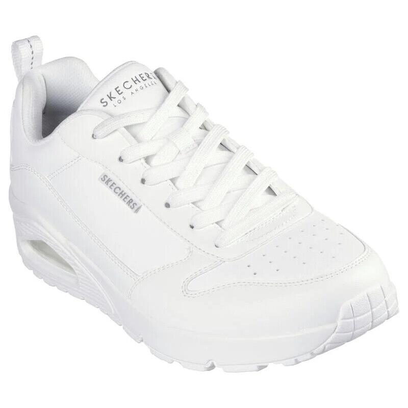 Mens Skechers Uno - Alder White Duraleather Shoes