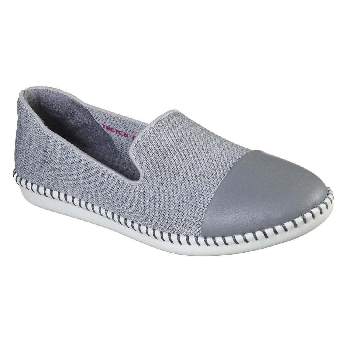 Cleo Stitch158055 Gray Skechers Slip On Flat - Gray