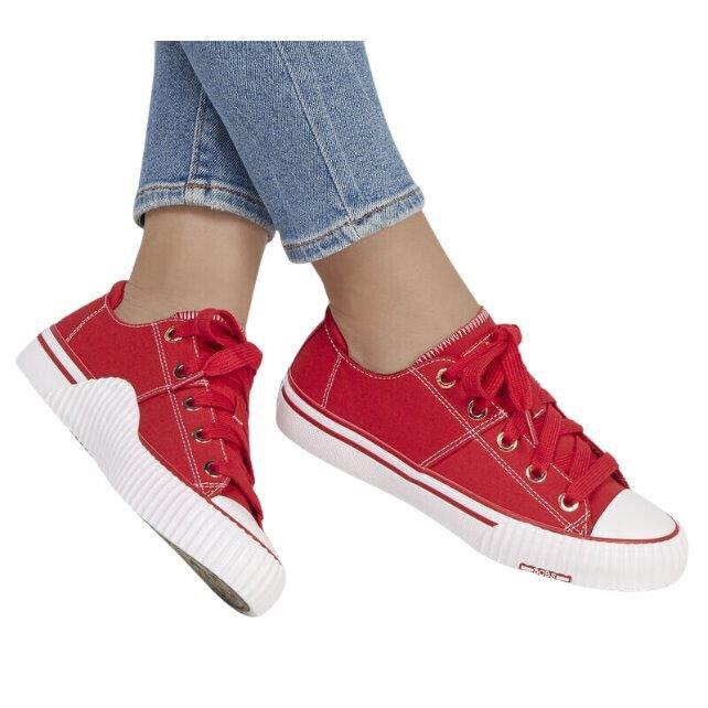 Skechers Bobs Arch Fit Low Lace-up Casual Sneakers Women Shoes Red Size 8.5