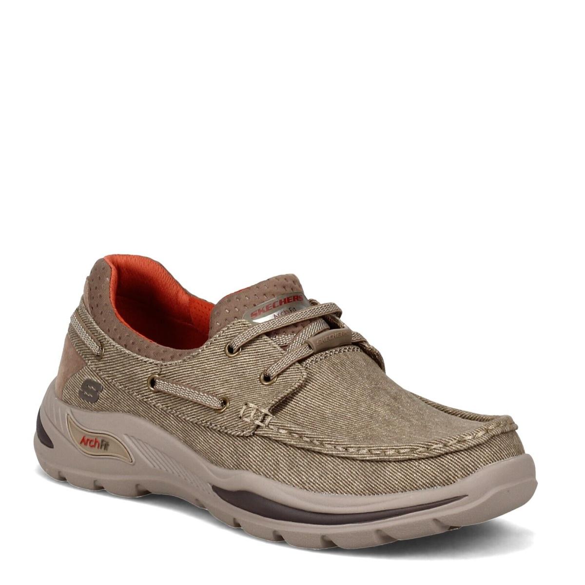 Men`s Skechers Arch Fit Motley - Oven Boat Shoe 204180-TAN Tan Canvas Mesh