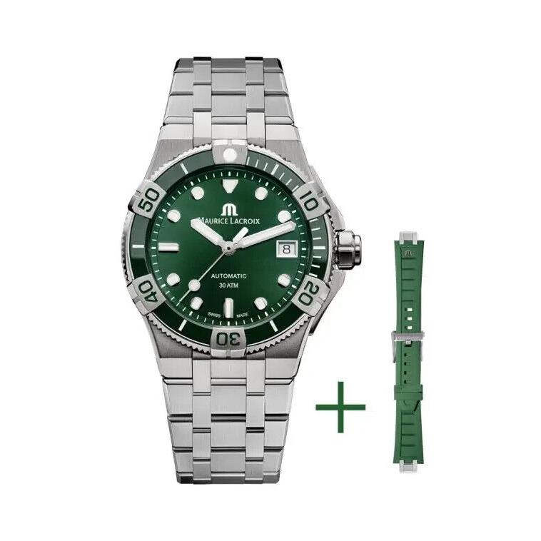 Maurice Lacroix Aikon Venturer 38mm Green Dial AI6057-SSL5F-630-D - Dial: Green, Band: Silver, Bezel: Green