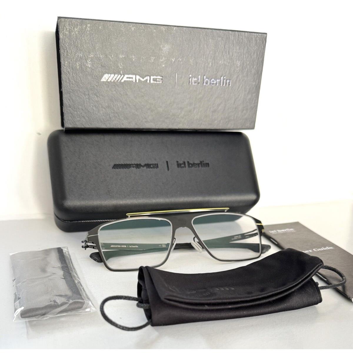 Ic Berlin Amg 05 Eyeglasses Gunmetal Yellow Stainless Steel RX Frame 53mm