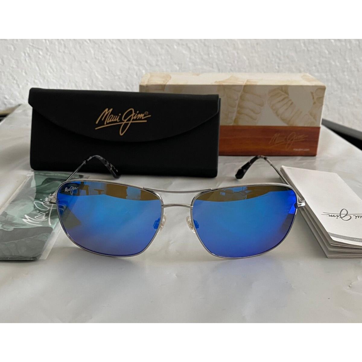 Maui Jim B773-17 Breezeway Sunglasses Frame Silver Frame Hawaii Blue Lens