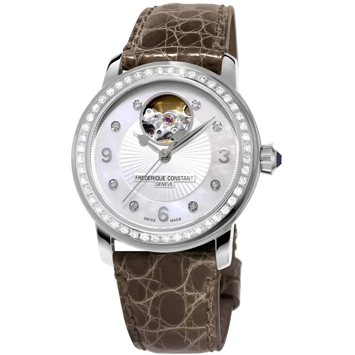 Frederique Constant Women`s Watch Heart Beatz Automatic Brown Strap 310HBAD2PD6