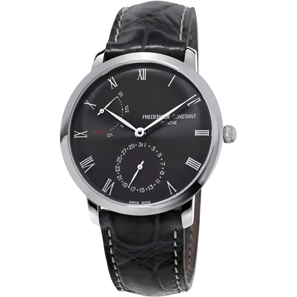 Frederique Constant Men`s Watch Slimline Automatic Black Leather Strap 723GR3S6