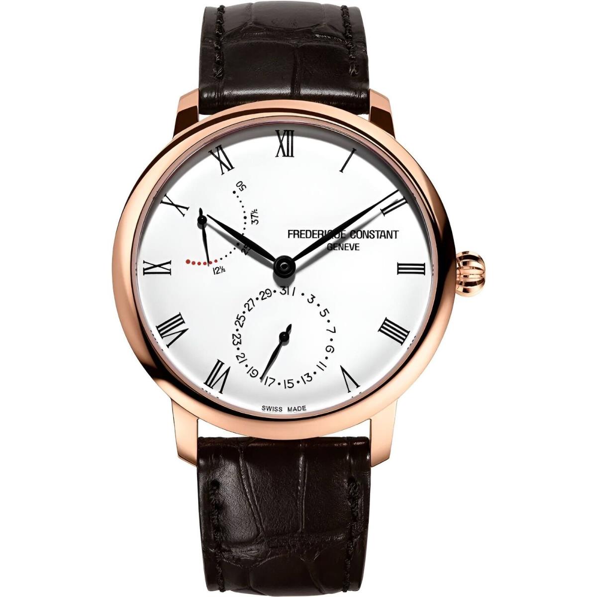 Frederique Constant Men`s Watch Slimline Power Reserve Silver Tone Dial 723WR3S4