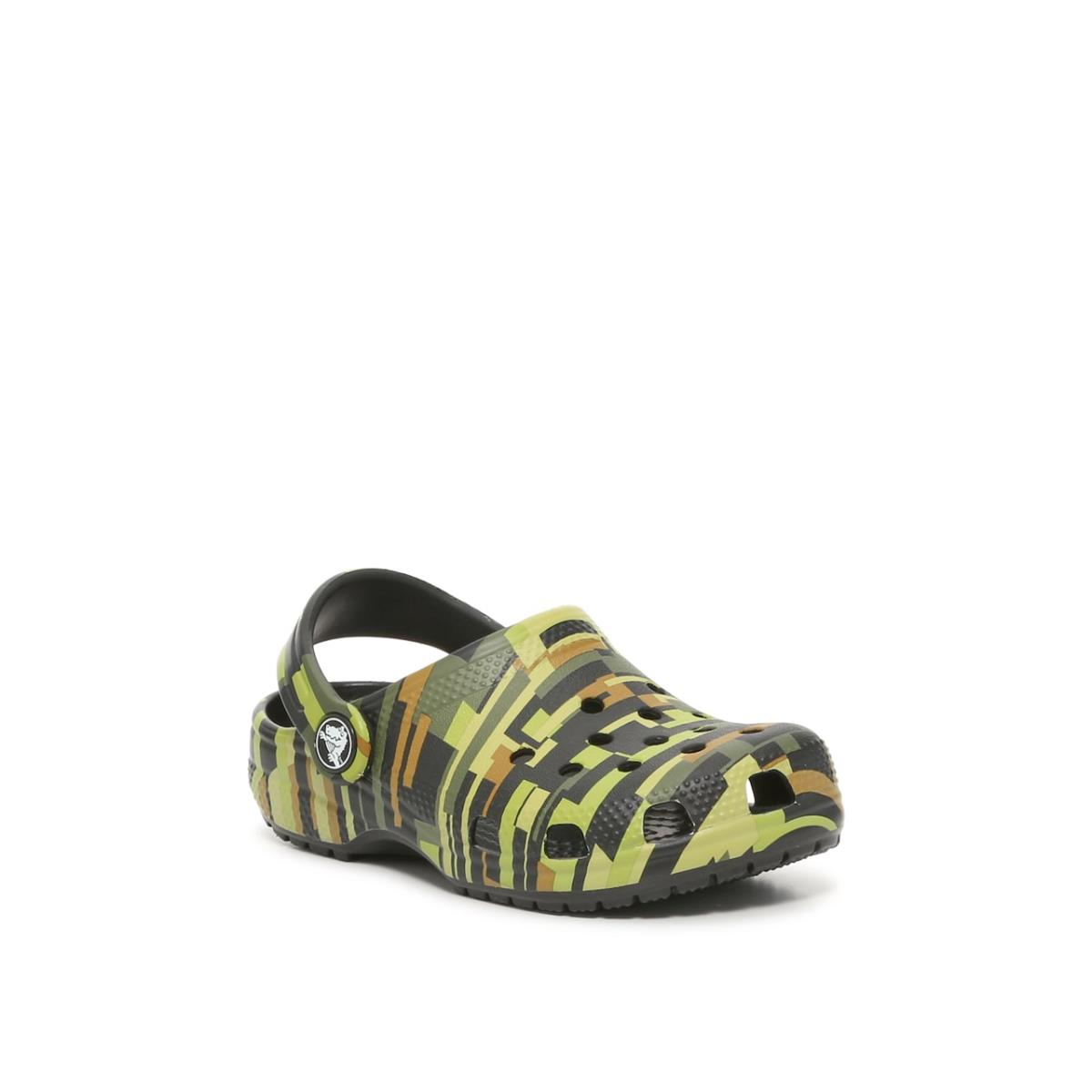 Boy`s Sandals Crocs Classic Graphic Clog Green/Black Geometric Camouflage