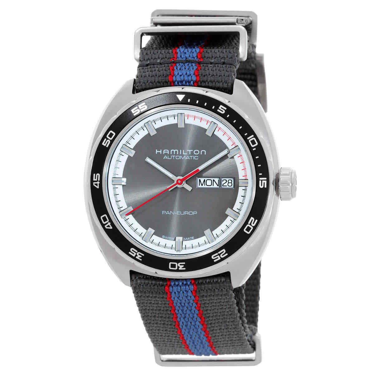 Hamilton American Classic Pan Europ Automatic Grey Dial Men`s Watch H35415982 - Dial: Grey, Band: Grey, Bezel: Silver-tone