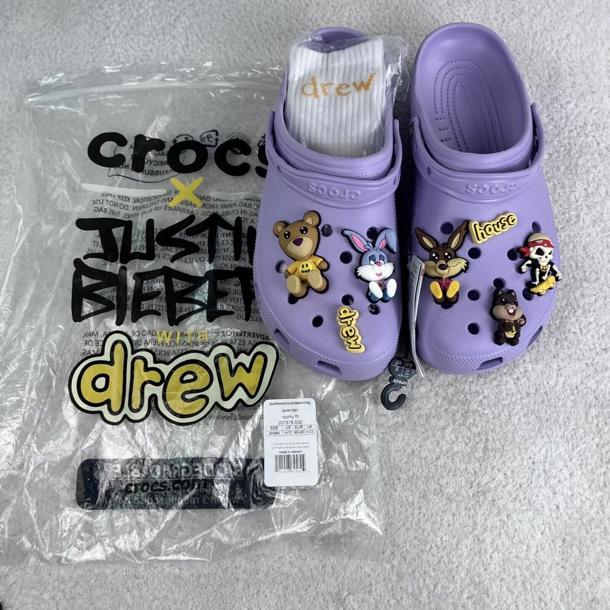 Crocs x Justin Bieber with Drew House Clogs Lavender with Drew House Socks M13