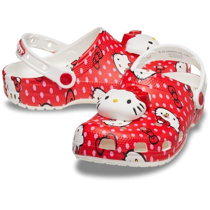 Hello Kitty Crocs Womens Size 8 Red Classic Clogs Sandals Shoes Christmas