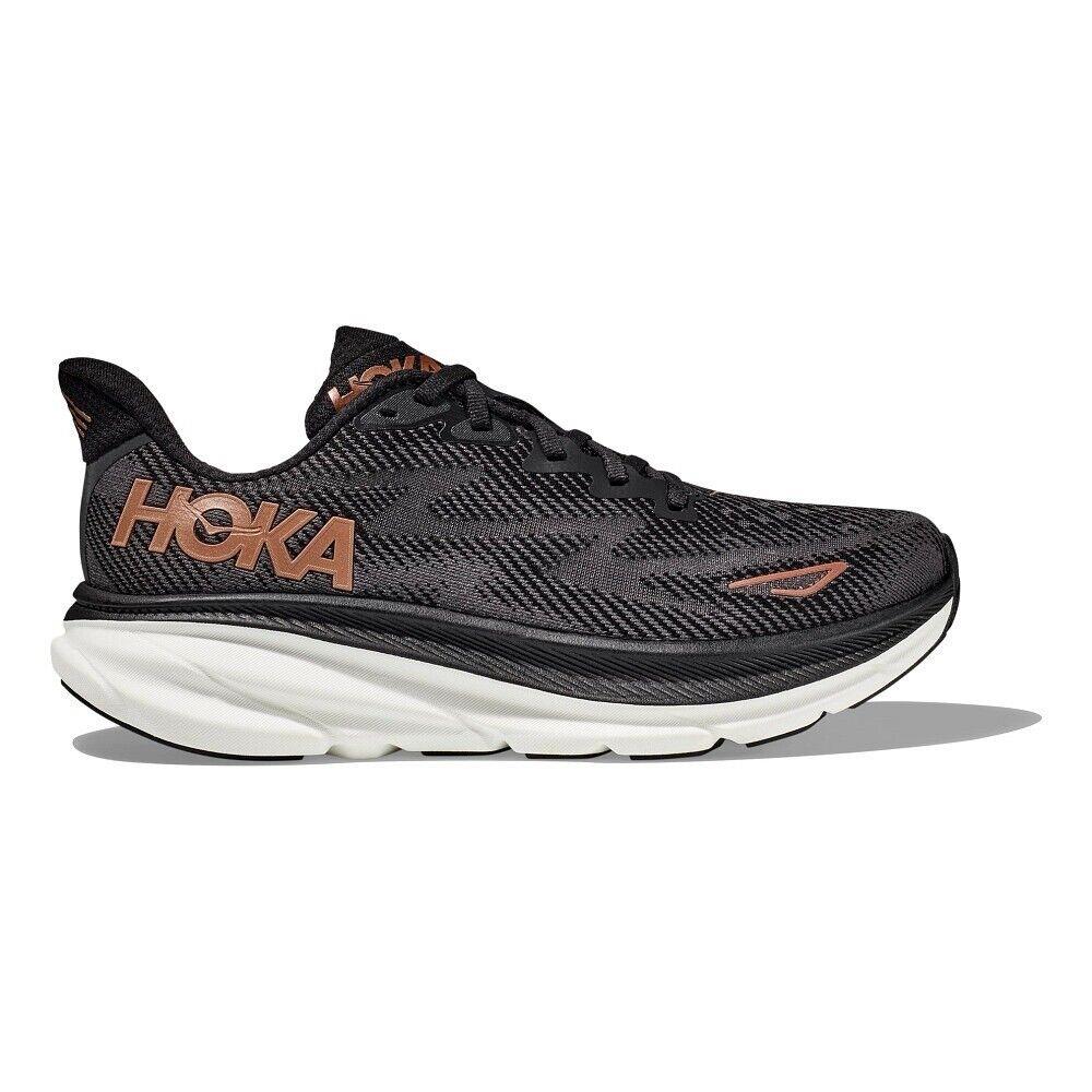 Women`s Hoka Clifton 9 Black Copper Various Wide Sizes