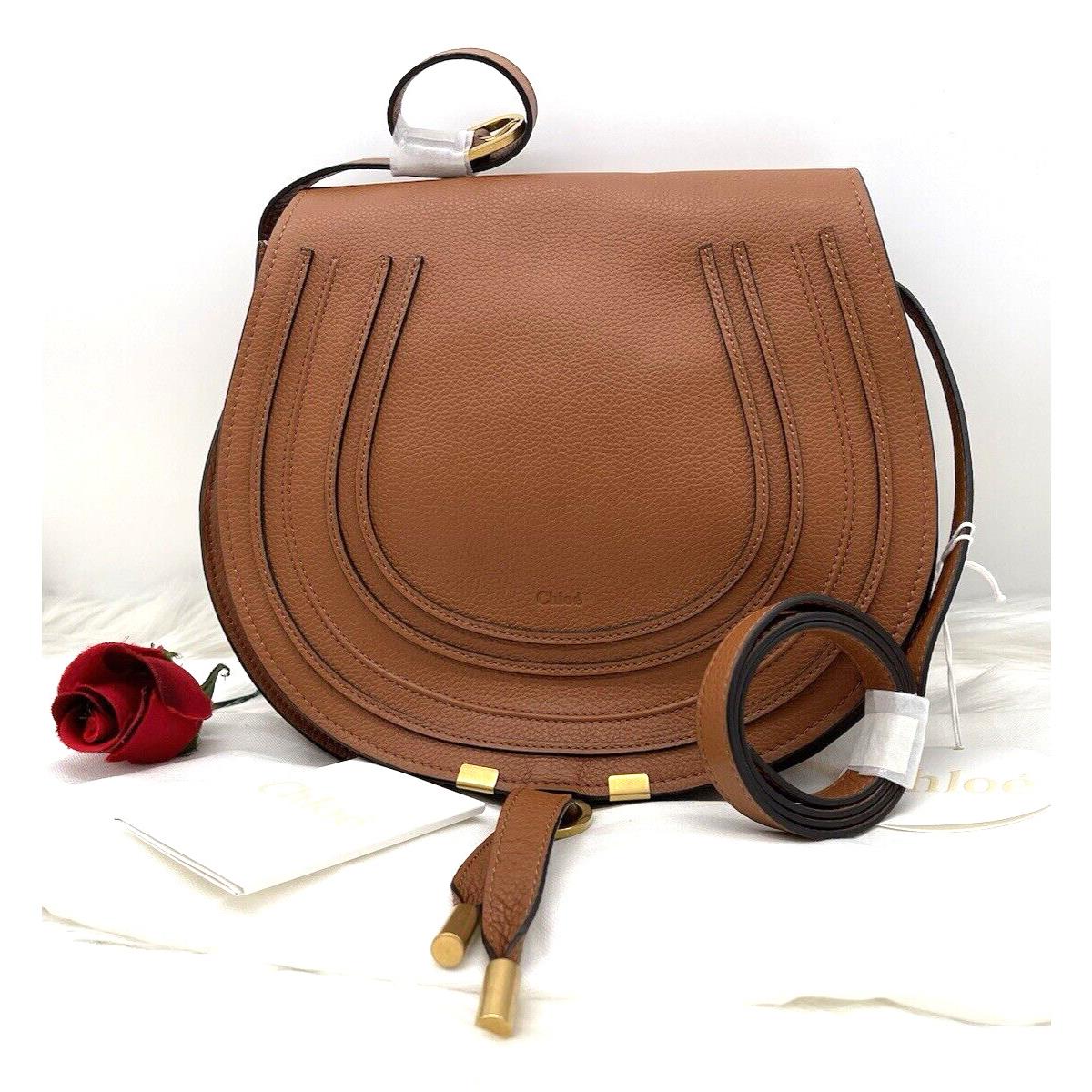 Chloé Chlo Marcie Medium Pebbled Leather Tassels Saddle Bag In Tan