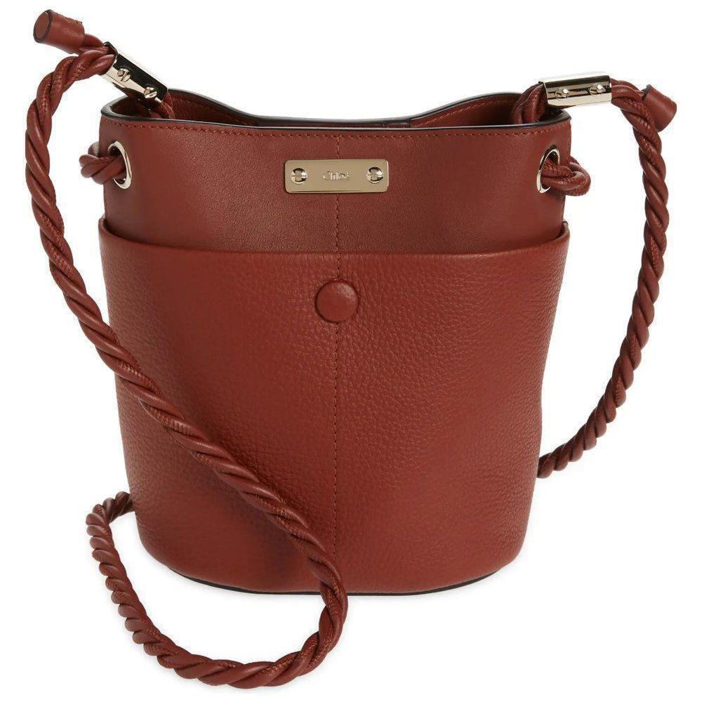 Chloe Key Small Leather Bucket Bag Sepia Brown