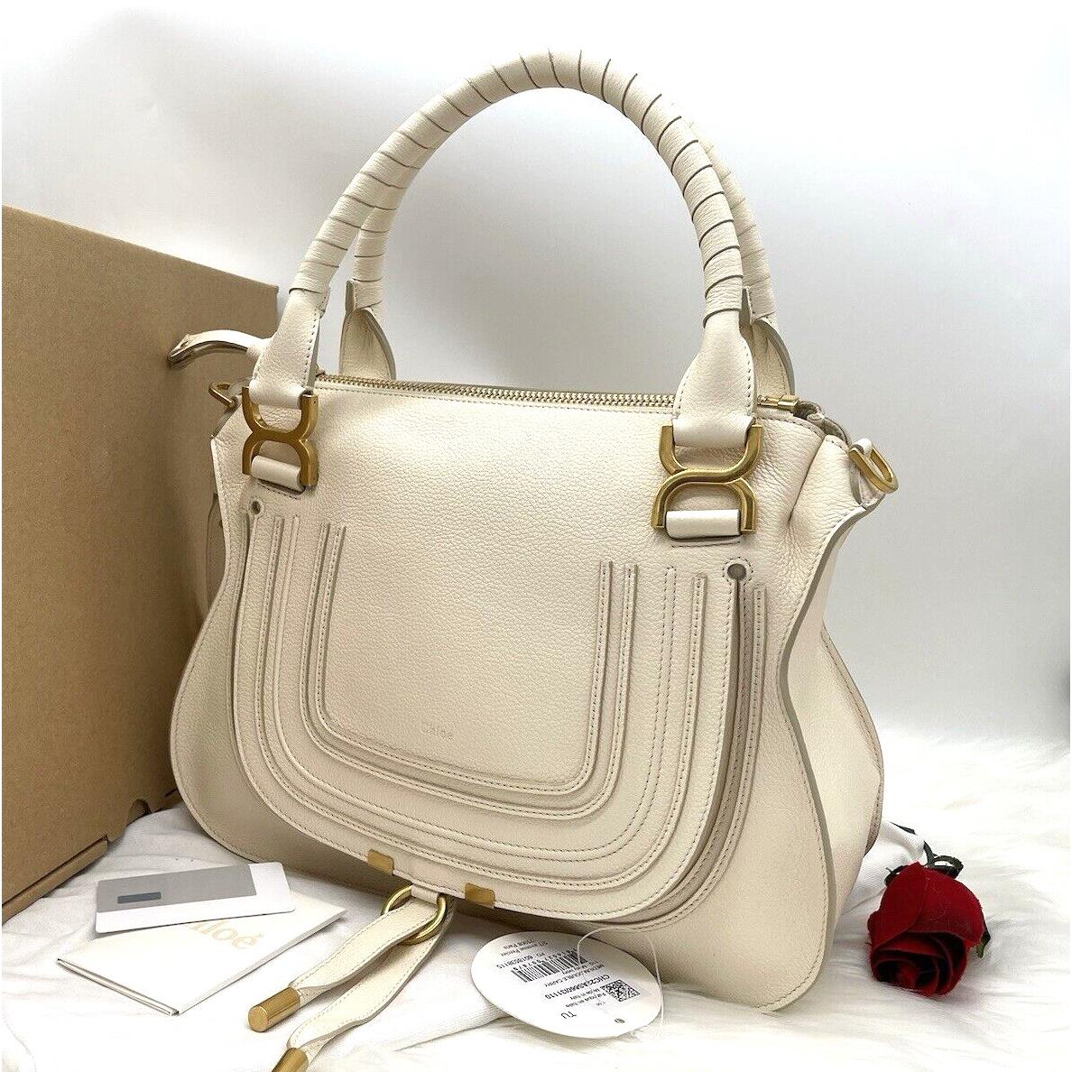 Chloé Chlo Marcie Medium Double Carry Leather Satchel In Misty Ivory